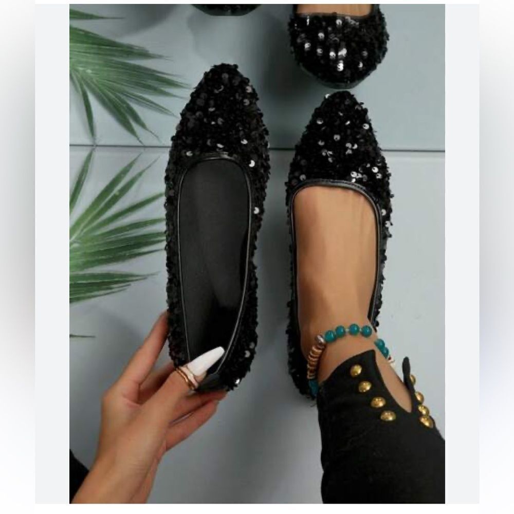 Free People Ballet Shoe Black with Sequins size 9.5
